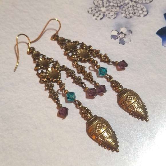 Vintage Sadie Green Shoulder Brusher Earrings - Picture 2 of 7